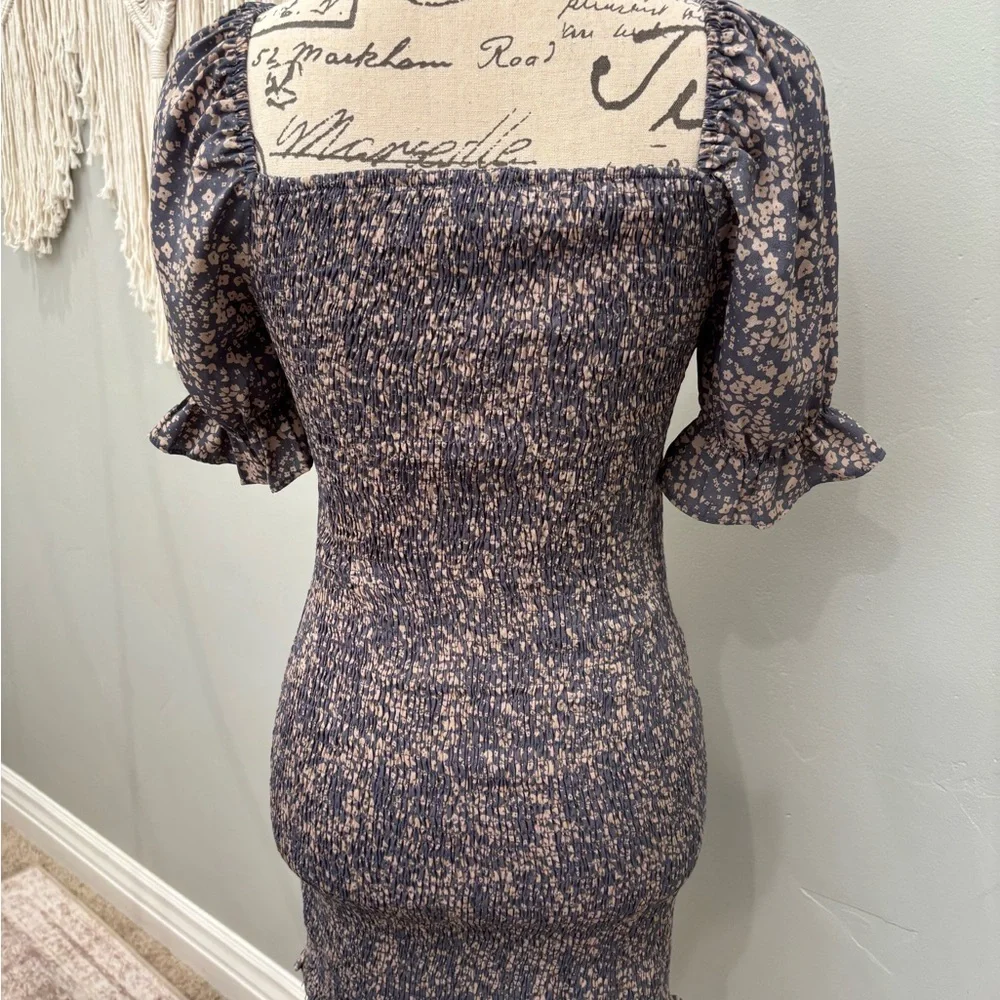 Chic Navy Floral Mini Dress - Picture 4 of 7